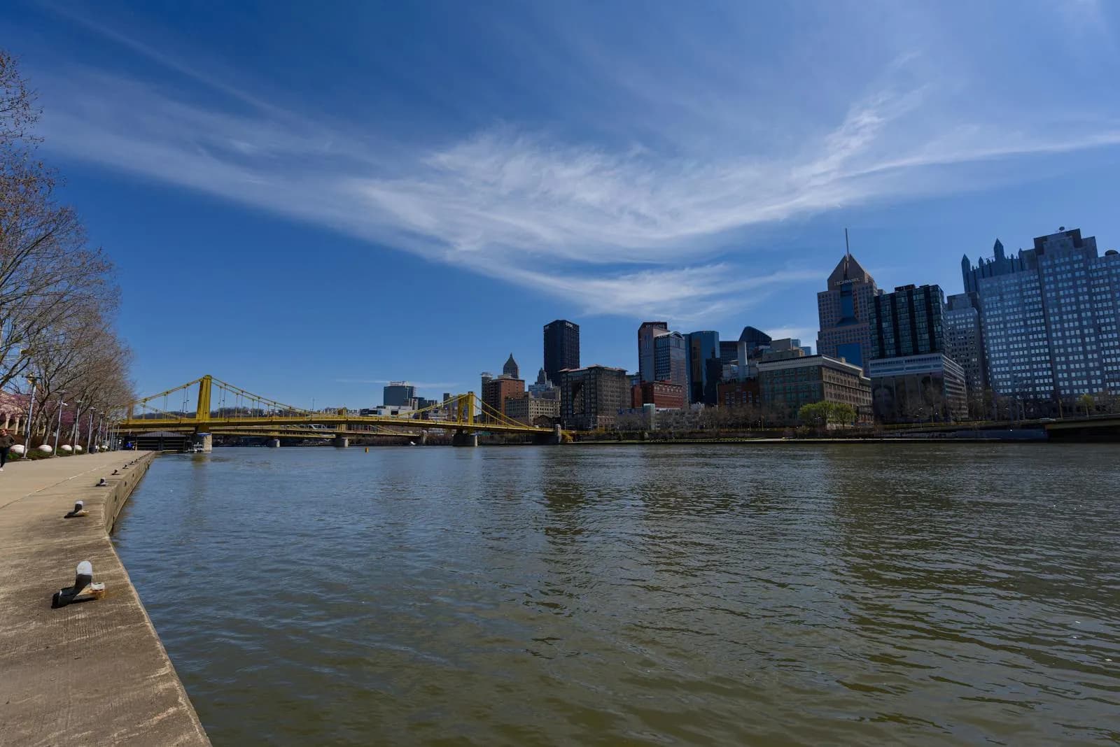 Roberto Clemente Bridge connecting downtown Pittsburgh to the North Shore draft venues
