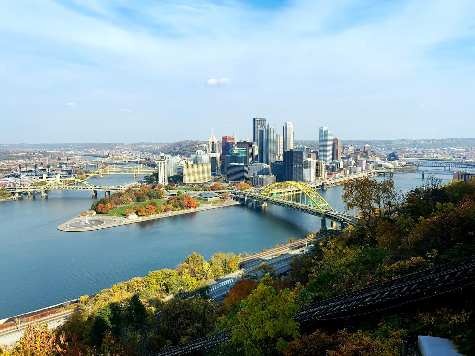 View of Pittsburgh skyline from the top of the Duquesne Incline
